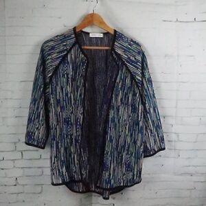 FROM.S BLACK BLUE GREEN WHITE OPEN CARDIGAN STYLE 1/2 SLEEVE JACKET WITH POCKETS